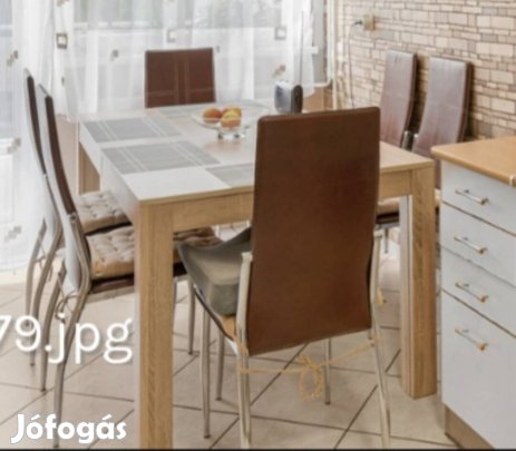 Konyhaasztal 12 fősre bővíthető 6 db székkel