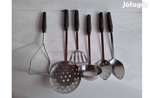 Konyhai 6 db-os szett merőkanál, krumplinyomó, kiszedő kanál-lapát