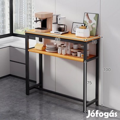 Konyhai bárasztal polcos 100x30x80 fekete KZ02-2