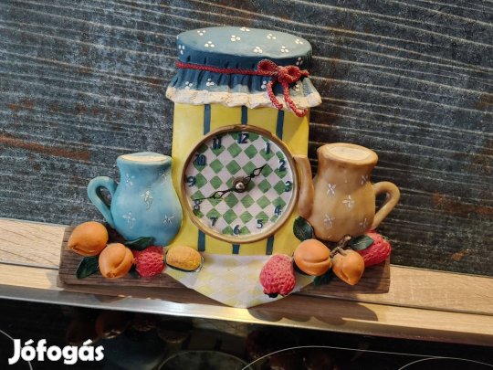 Konyhai falióra-befőtt korsók gyümölcsök-elemes