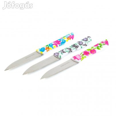 Konyhai kés készlet - 16 cm - virág mintás - 3 db Rozsdamentes acél