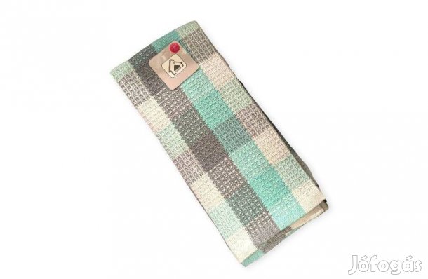 Konyharuha fehér szürke sötétkék zöld kockás 60x40 cm