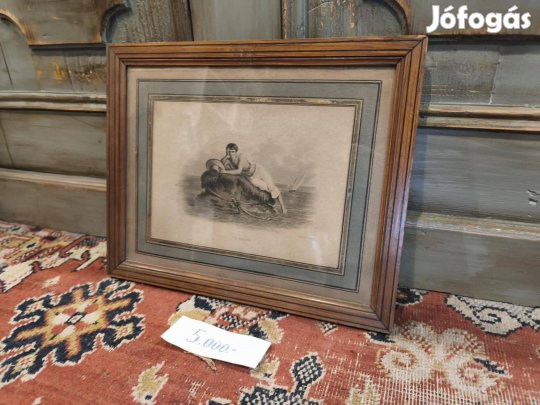 Kőnyomat, litográfia a 19. század második feléből, történelmi jelenet