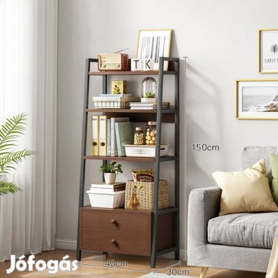 Könyvespolc két fiókkal 40x30x150cm barna PS05-03