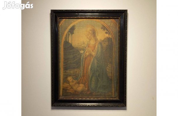 Korabeli nyomat fatáblán, ikon kép, nem festmény 37x47 BP XI