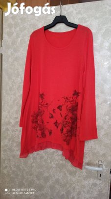 Korall színű lefelé bővülő kötött tunika 44-es