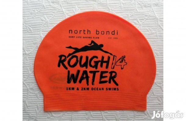 Korall színű úszósapka, fekete Rough Water felirattal * Rival Swimwear