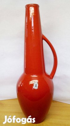Korálvörös Artdeco Marzi & Remy füles váza 20. század közepéről. Ritka