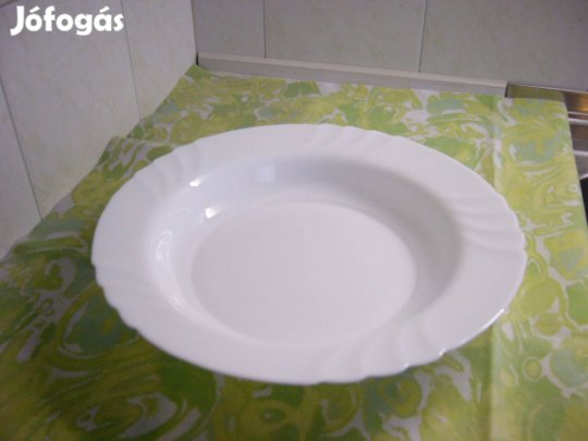 Köretes kínáló tál, King Opal Spain 32 cm átm. Opálüveg