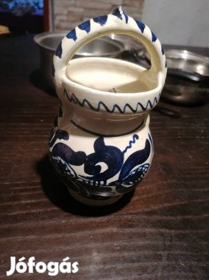 Korondi Kerámia Kézműves Dísz kaspó / kosárka, népi motívumokkal