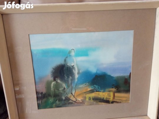 Kortárs festmény Dobos Lajos Ádám és Éva 1978 szignózott akvarell