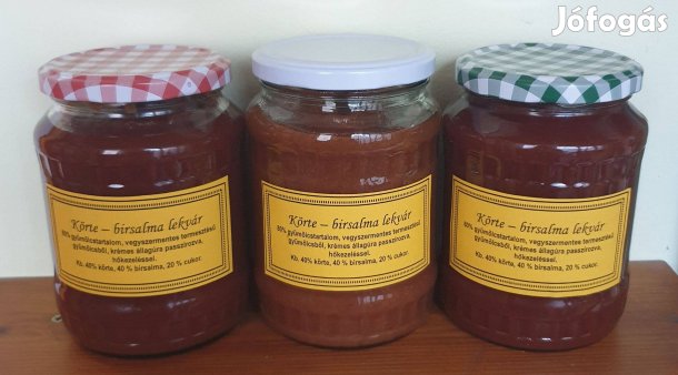 Körte birsalma lekvár, kb. 7 dl, vegyszermentes termesztésből