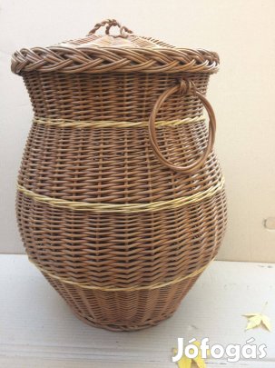 Kosár fedeles tároló kosár vessző 53 x 40 cm eladó