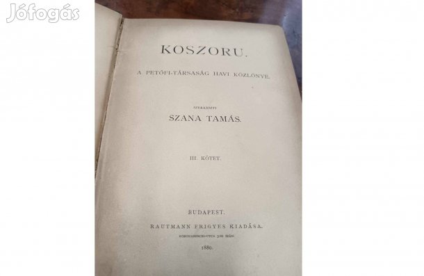 Koszoru - a Petőfi-társaság havi közlönye. - 1880-as