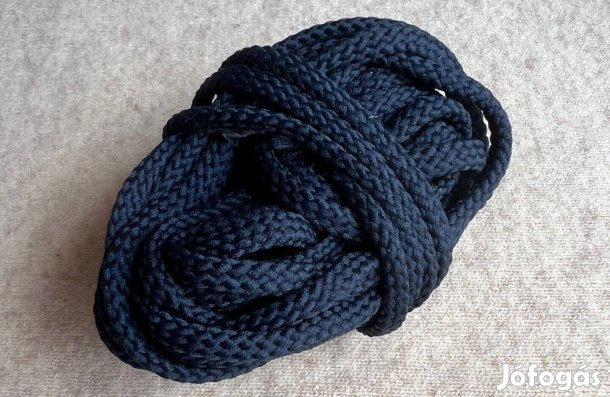 Kötött pamutzsinór, sötétkék, 5 mm