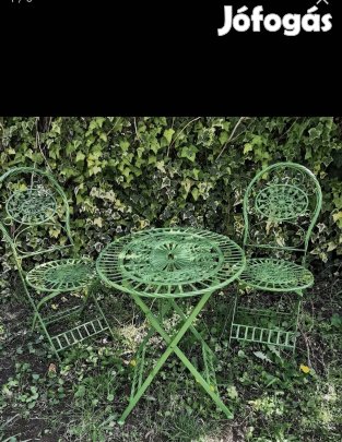 Kovácsoltvas kerti garnitúra - (1 db asztal + 2 db szék)