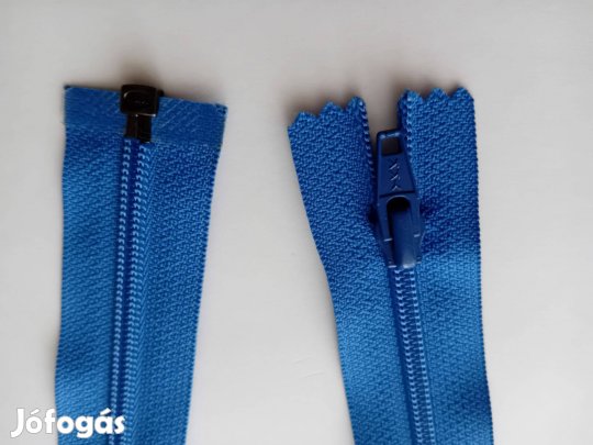 Középkék nyitható cipzár, új, kétféle méretben