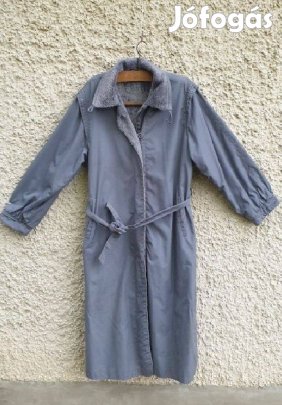 Középszürke C&A női bundás hosszú ballon kabát L mérettel