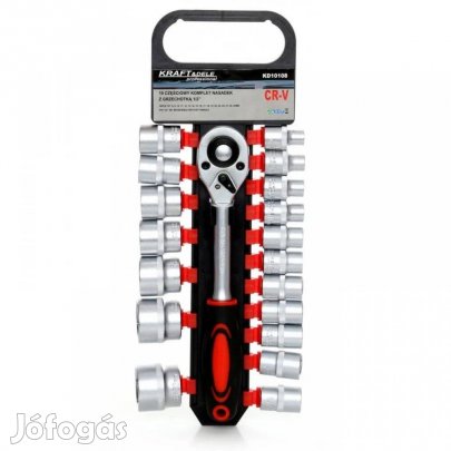 Kraft&Dele 19 részes dugókulcs készlet, 1/2" racsnis hajtókarral