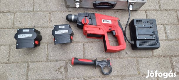 Kraft Werkzeuge 24V dupla akkus fúrókalapács ütvefúró 2 akkumulátorral