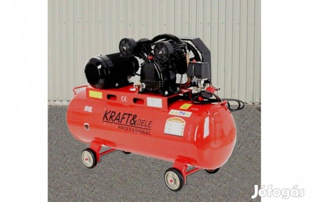 Kraftdele olajkenésű 100 literes kompresszor 2 hengeres sűrítőfejjel !
