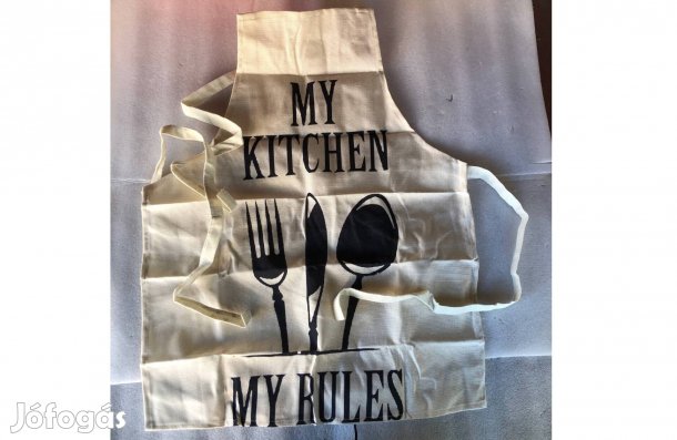 Krém színű Vászonszerű Nyakbaakaszthatós 68x52 cm szakács séf kötény