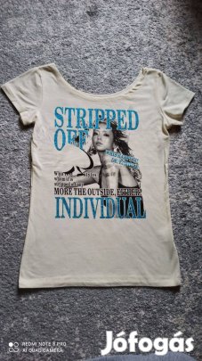 Krém színű rövid ujjú feliratos póló