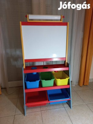 Krétás, filces és mágneses tábla egyben, színes dobozokkal