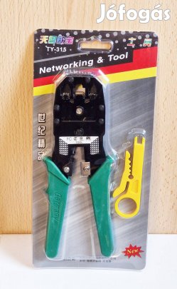 Krimpelő fogó (RJ45 8p8c, RJ12 6p6c, RJ11 4p4c aljzatokhoz