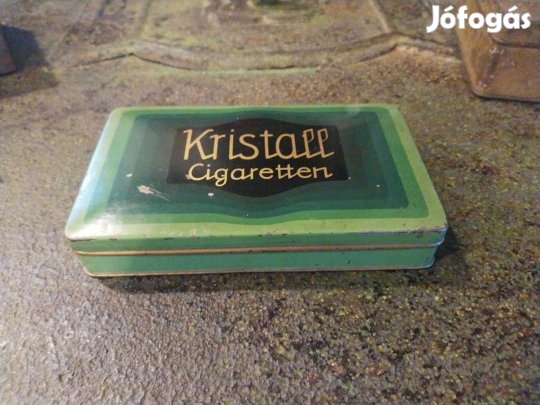 Kristall cigarettás fémdoboz, régi dohány tároló doboz, dekoráció, gyű