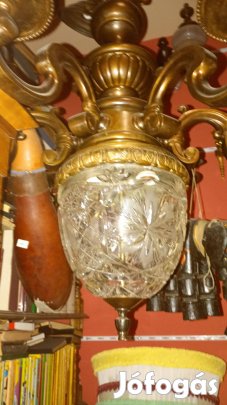 Kristály búrás bronz csillár