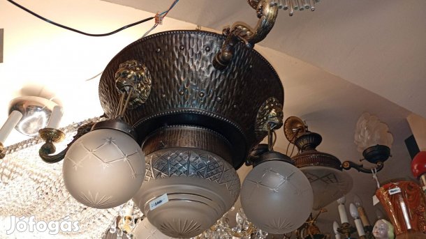 Kristály búrás bronz mennyezeti csillár