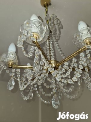 Kristály cseh csillár 6 ágú mutatós elegáns kis hiba