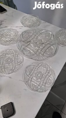 Kristály süteményes készlet