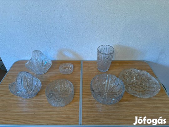 Kristály tálak antik retro 7db