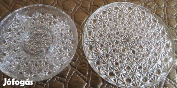 Kristály üveg torta tálca kínáló Új gyönyörű 2 db