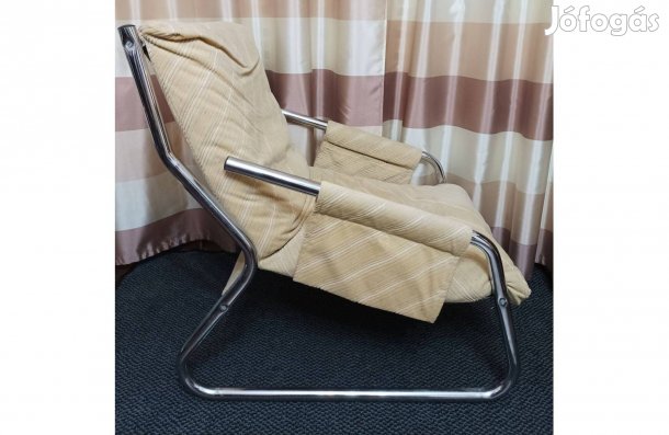 Króm fotel és lábtartó szettben