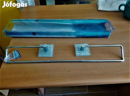 Krómozott fali törölközőtartó üveg talppal. Új!