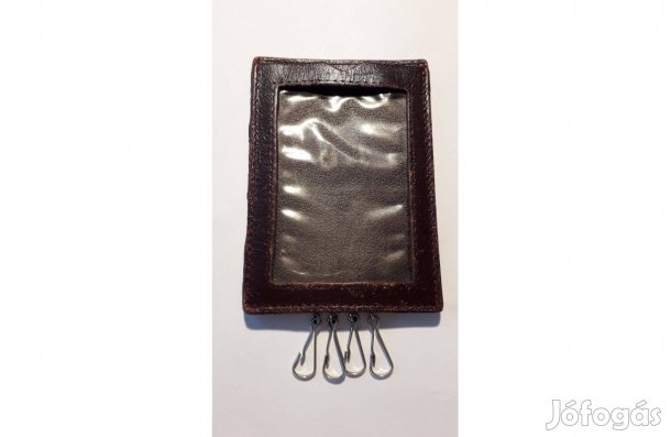 Kulcstartó 4 akasztóval 8*14 cm barna bőr használt