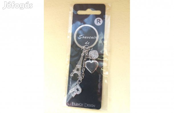 Kulcstartó, fém, párizsi souvenir, " R" betűvel - bontatlan csomagolás