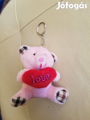 Kulcstartó kulcs tartó táska lógó Puha plüss maci medve Love felirat