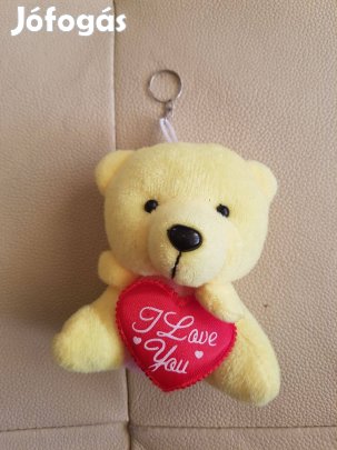 Kulcstartó táska lógó kulcs tartó puha plüss maci medve I love you
