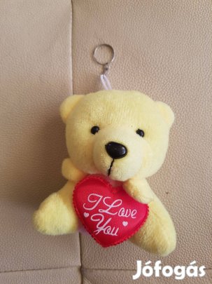 Kulcstartó táska lógó kulcs tartó puha plüss maci medve I love you
