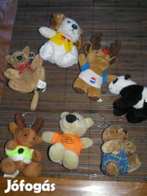 Kulcstartók, táskadísz plüss figurás (többféle) hibátlan ár/db