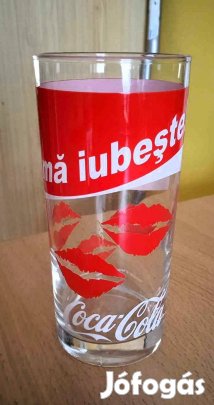 Külföldi nagyon ritka Coca-Colás pohár, rúzsos száj dekorral+kulacs