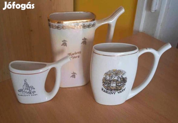 Különböző gyógyvizes csőrös, porcelán ivó/kúrapoharak. Gyűjtők!