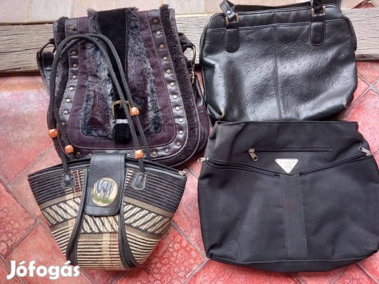 Különböző női táska szőrmés, fonott, velúr, bőr