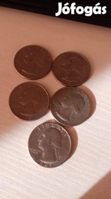 Különböző régi Amerikai negyed dollár 5db egyben a 90-es évekből
