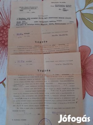 Különböző régi Földhivatali Végzés a 60-70-es évekből 3db egybe