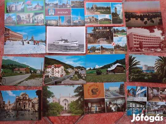 Különböző retro üres képeslap csomag 12db-os 70-es évekből